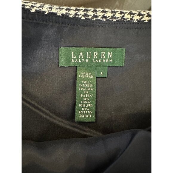 Lauren Ralph Lauren linen silk tweed houndstooth sleeveless dress - Picture 3 of 5
